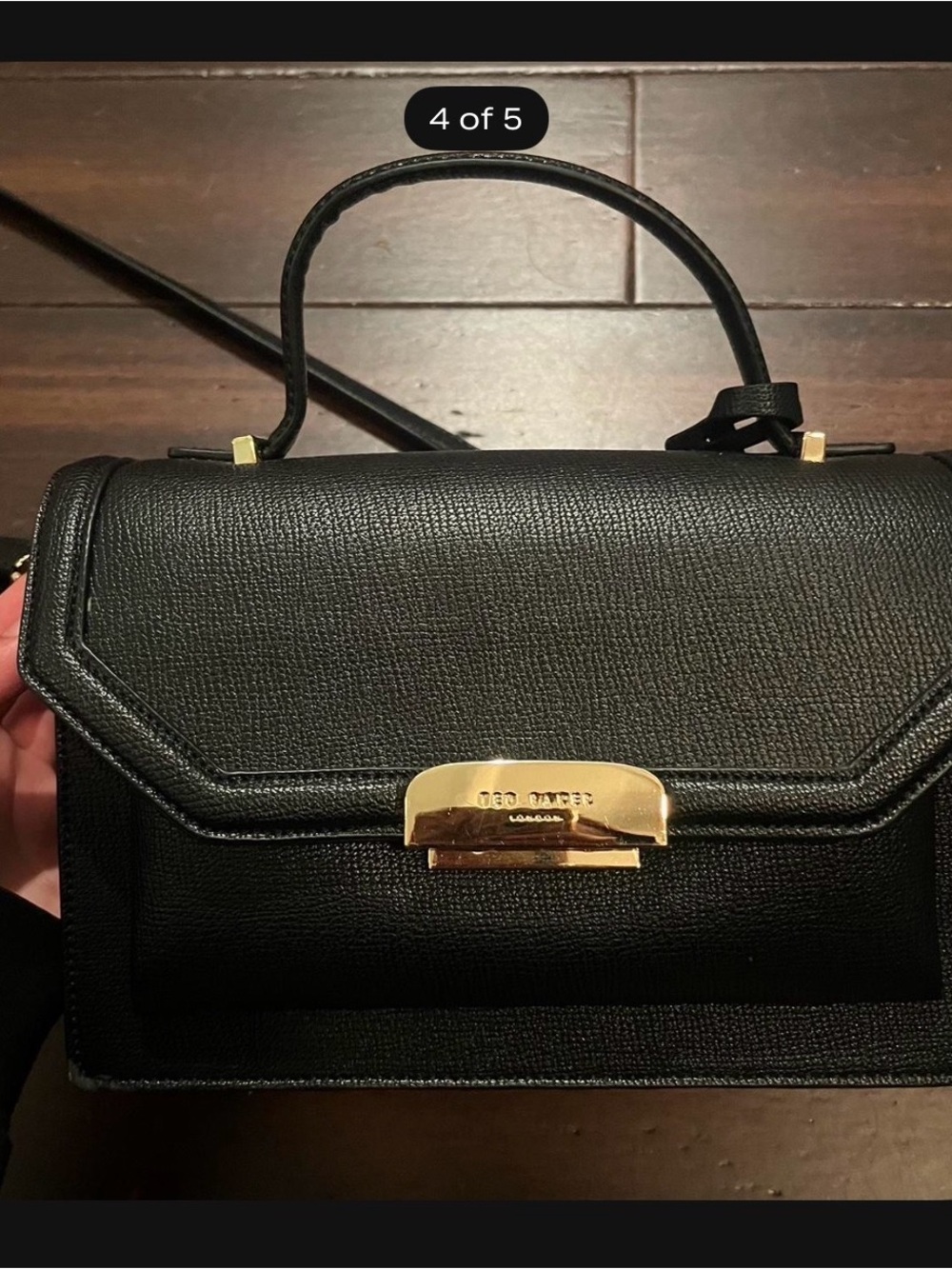 Ted Baker Black Satchel with Gold Hardware